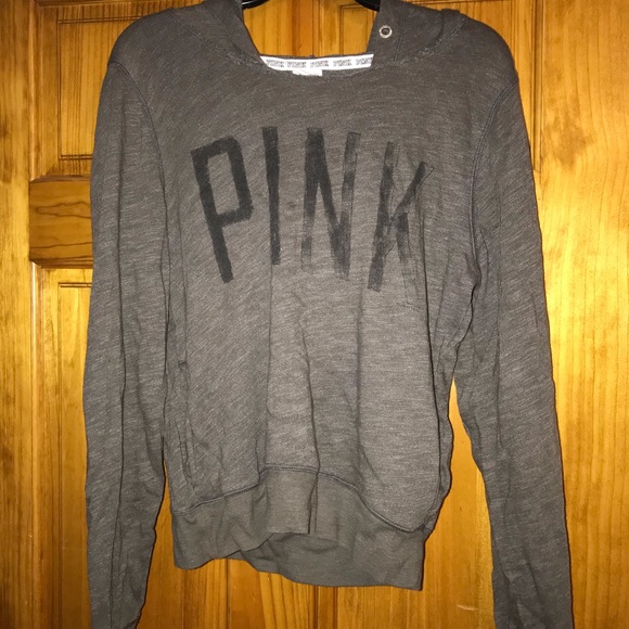 PINK Victoria's Secret Tops - VS Pink Gray long sleeve with hood